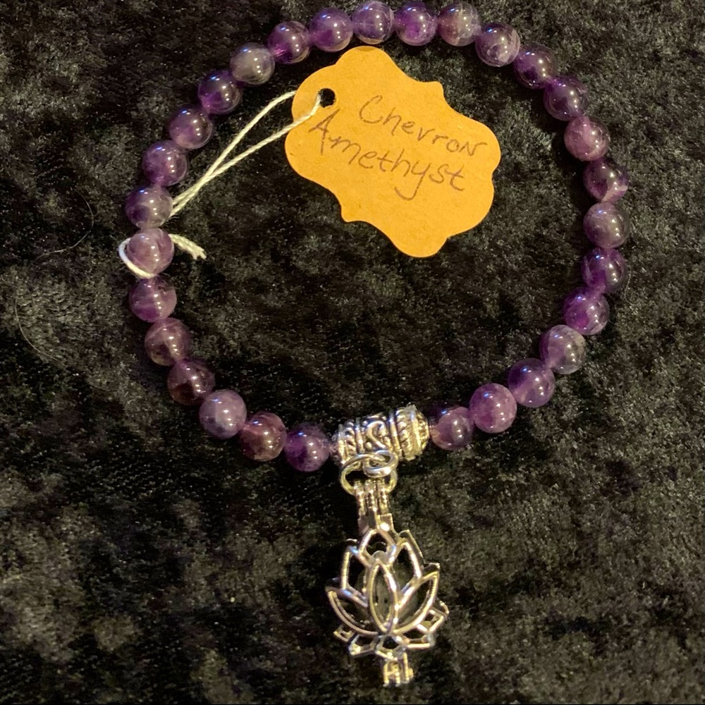 Amethyst Bracelet with lotus charm